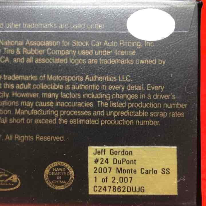 【1/2007】 ナスカー #24 ジェフゴードン ミニチュアカー 1:64