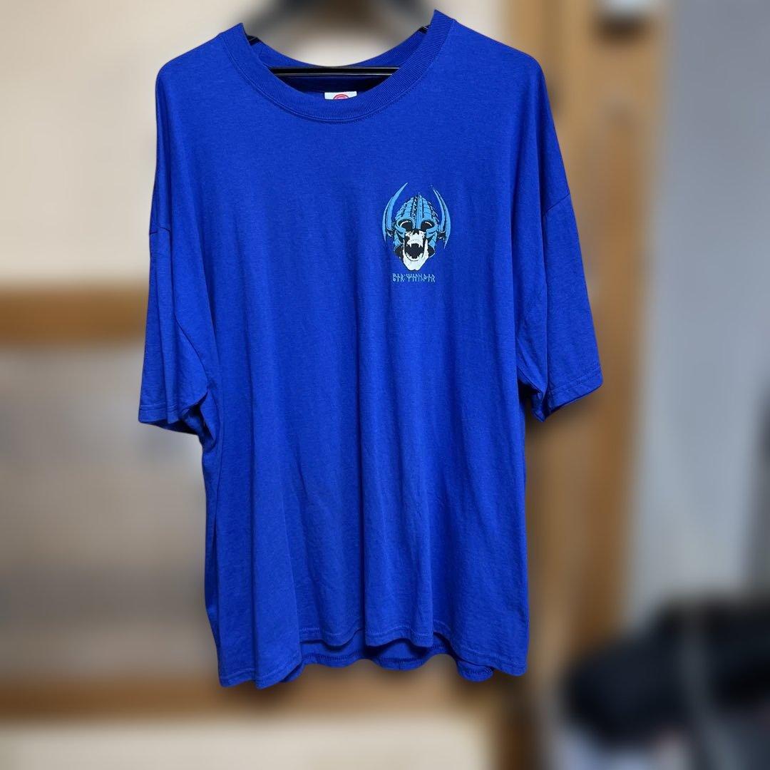パウエル　Powell Peralta スカル tシャツ 2005年製　青　xl
