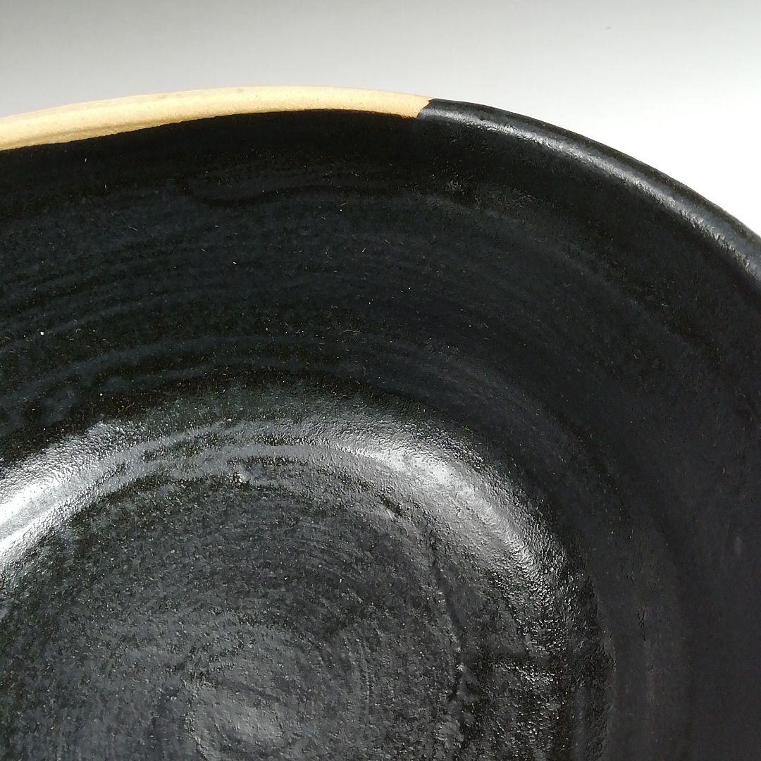 Ｓ９２９　茶碗　『黒織部茶碗』『御題　語』『寺田康雄 作』　共箱　抹茶碗　茶道具