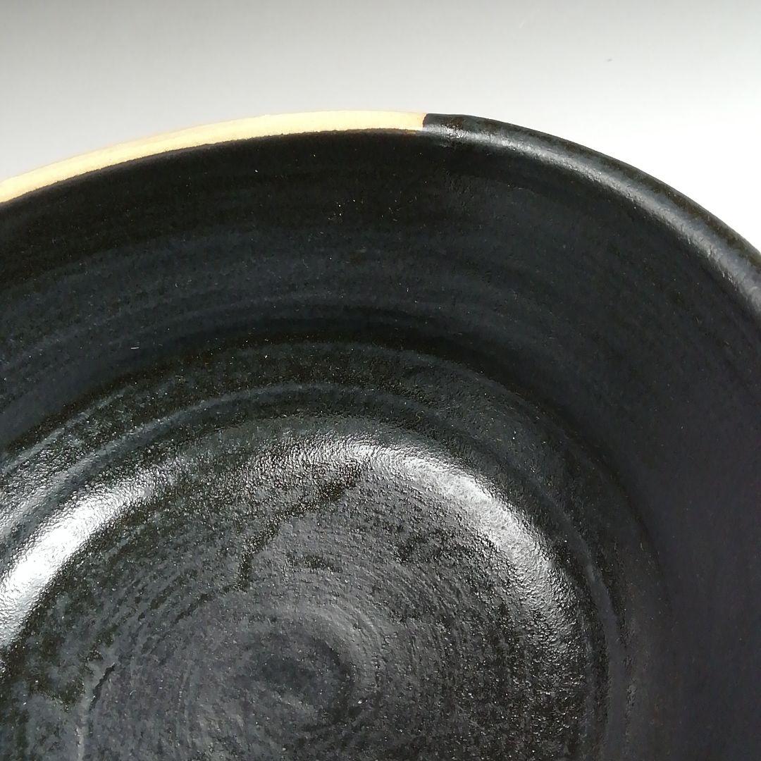 Ｓ９２９　茶碗　『黒織部茶碗』『御題　語』『寺田康雄 作』　共箱　抹茶碗　茶道具