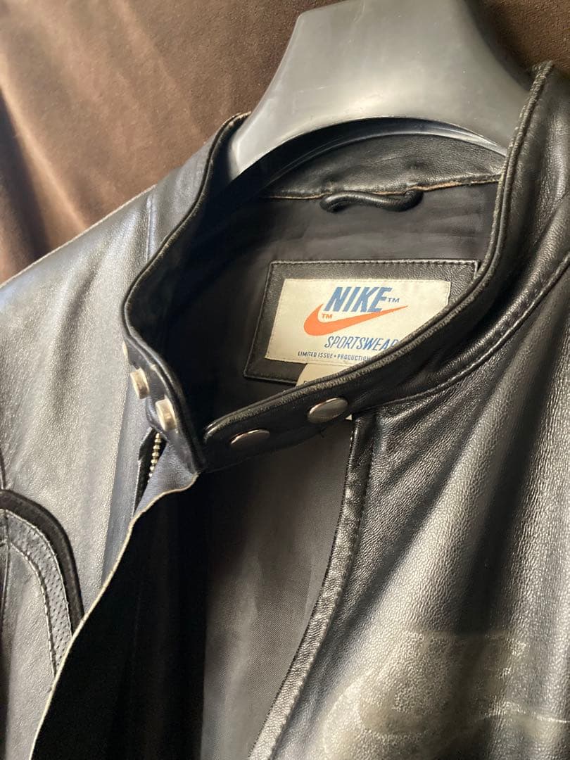 激レア NIKE ナイキ レザー シングル ライダース ジャケット NSW