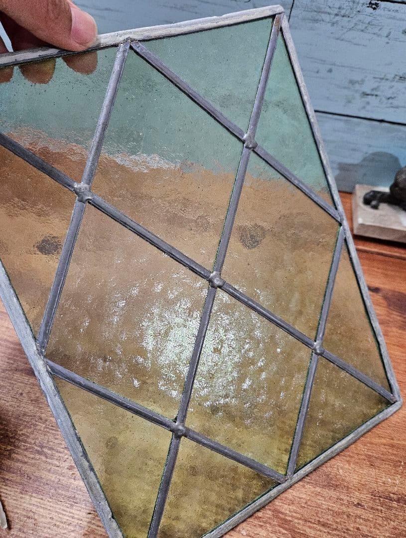 フランスアンティーク ステンドグラスの小窓 レトロ硝子 窓 扉 家具 装飾