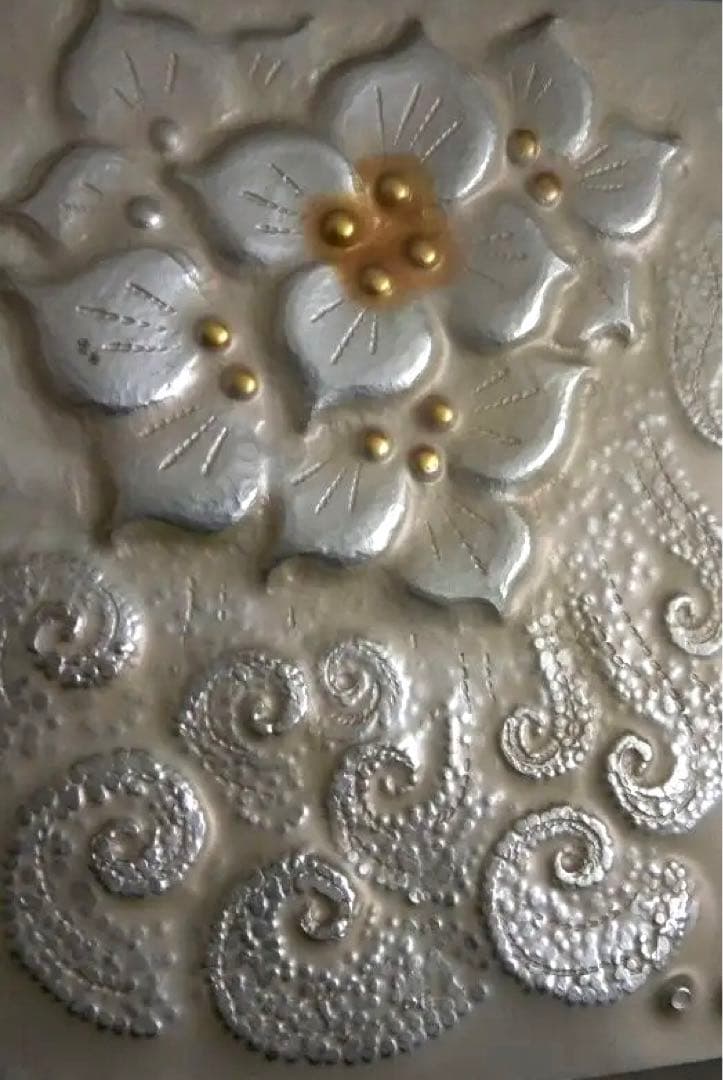 彫金画　岡部昭　工芸品　額縁