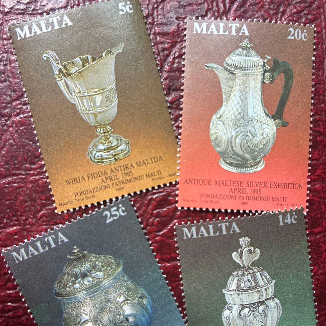 76717セール現品限　外国切手　マルタ発行銀器4種揃
