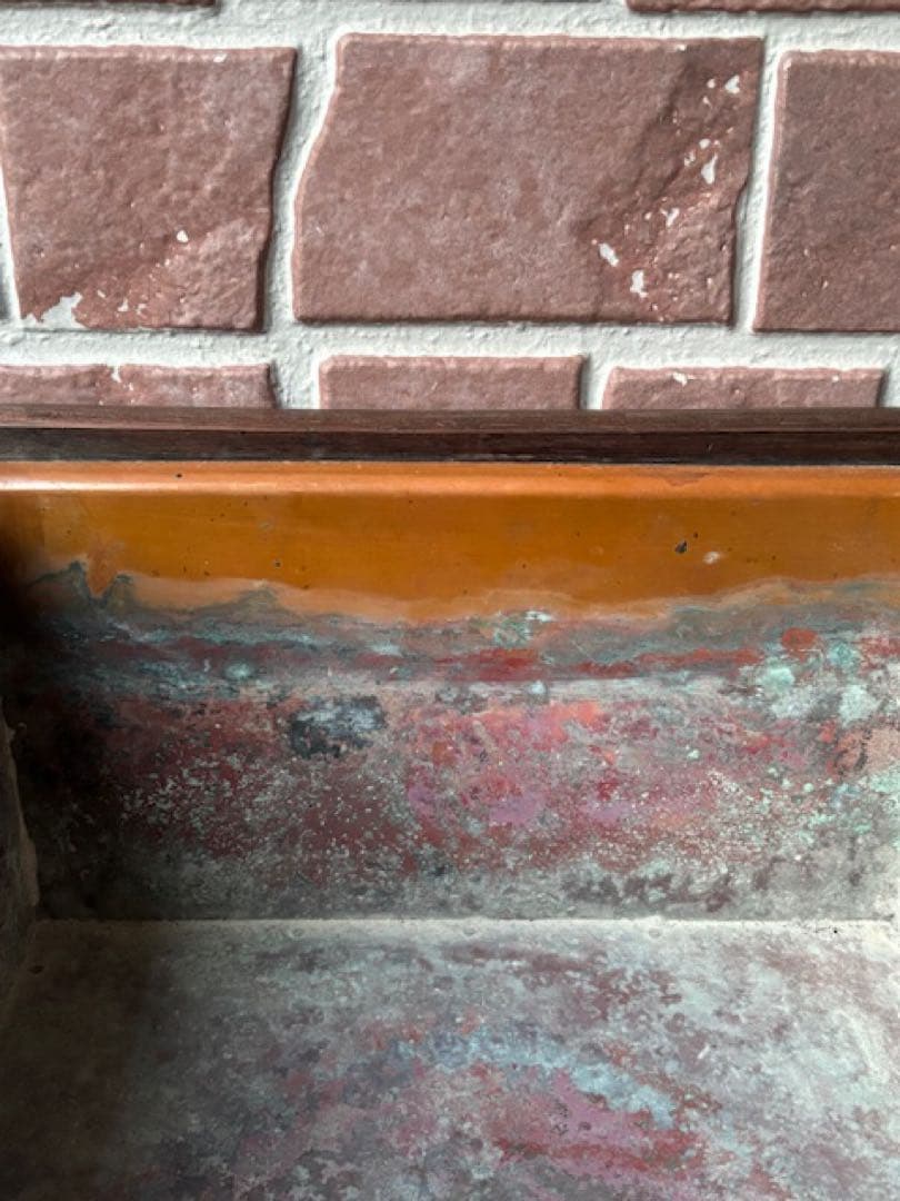 時代火道具 唐木 四方火鉢 紫檀瓶掛 角火鉢 銅おとし付 象嵌細工 旧家煎茶道具