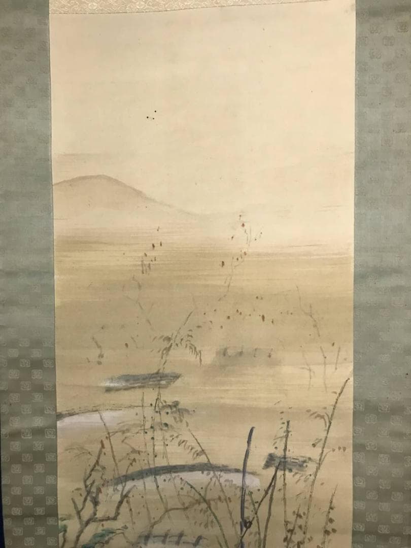 【真作】長陽/涼秋図/秋山人物図/秋景山水図/掛軸/名家伝来/AB-765