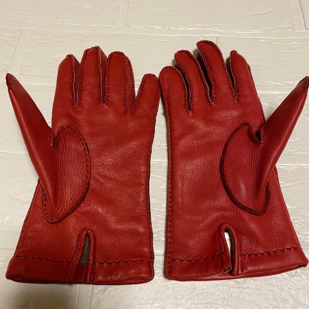 イタルグアント Italguanto ペッカリー 革 手袋 赤　レッド　7.5