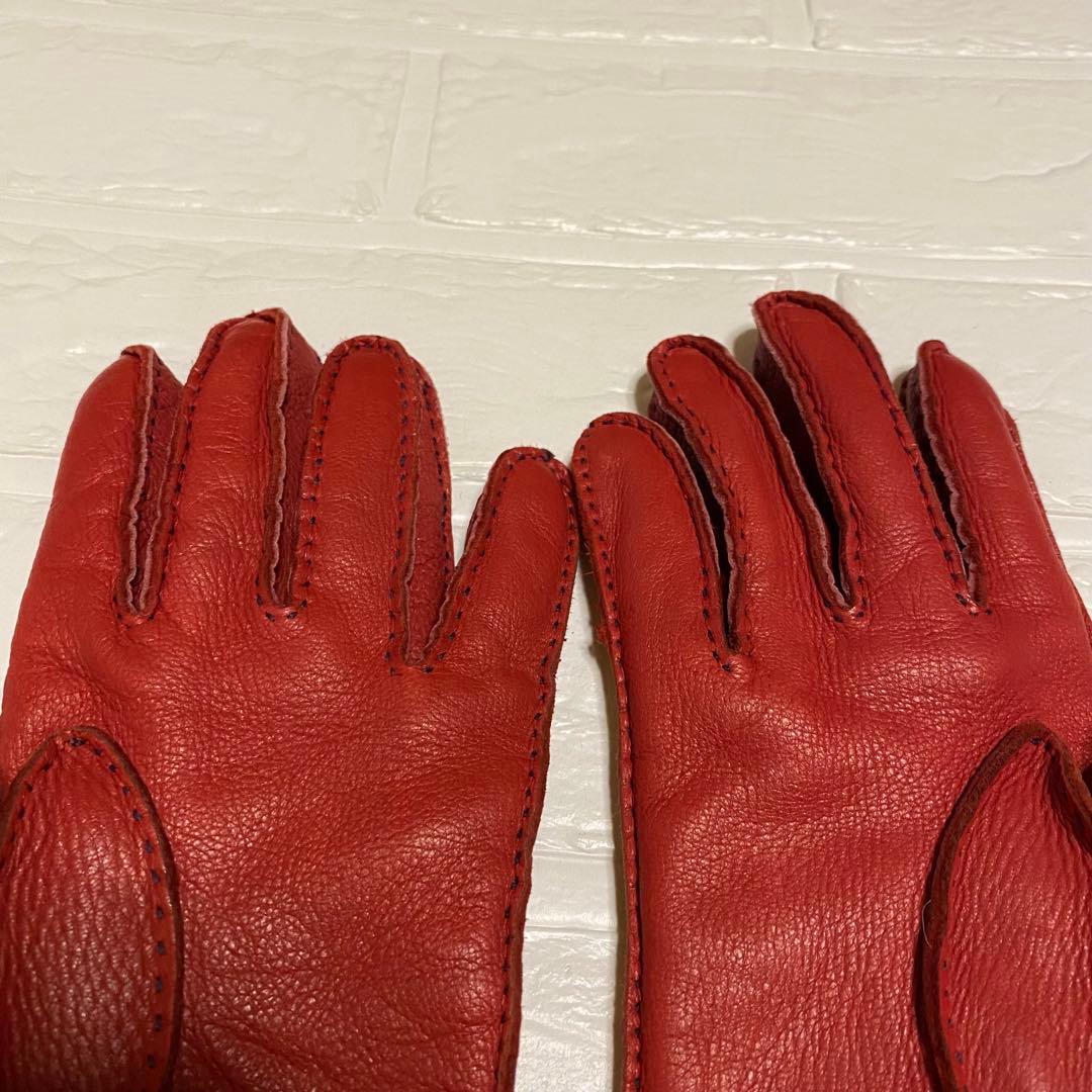 イタルグアント Italguanto ペッカリー 革 手袋 赤　レッド　7.5