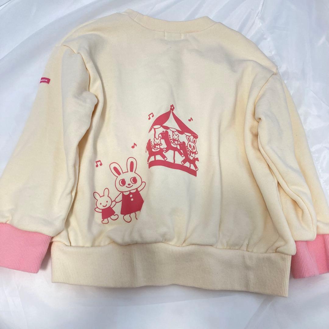 未使用　ミキハウス豪華ウサギと列車の刺繍トレーナー