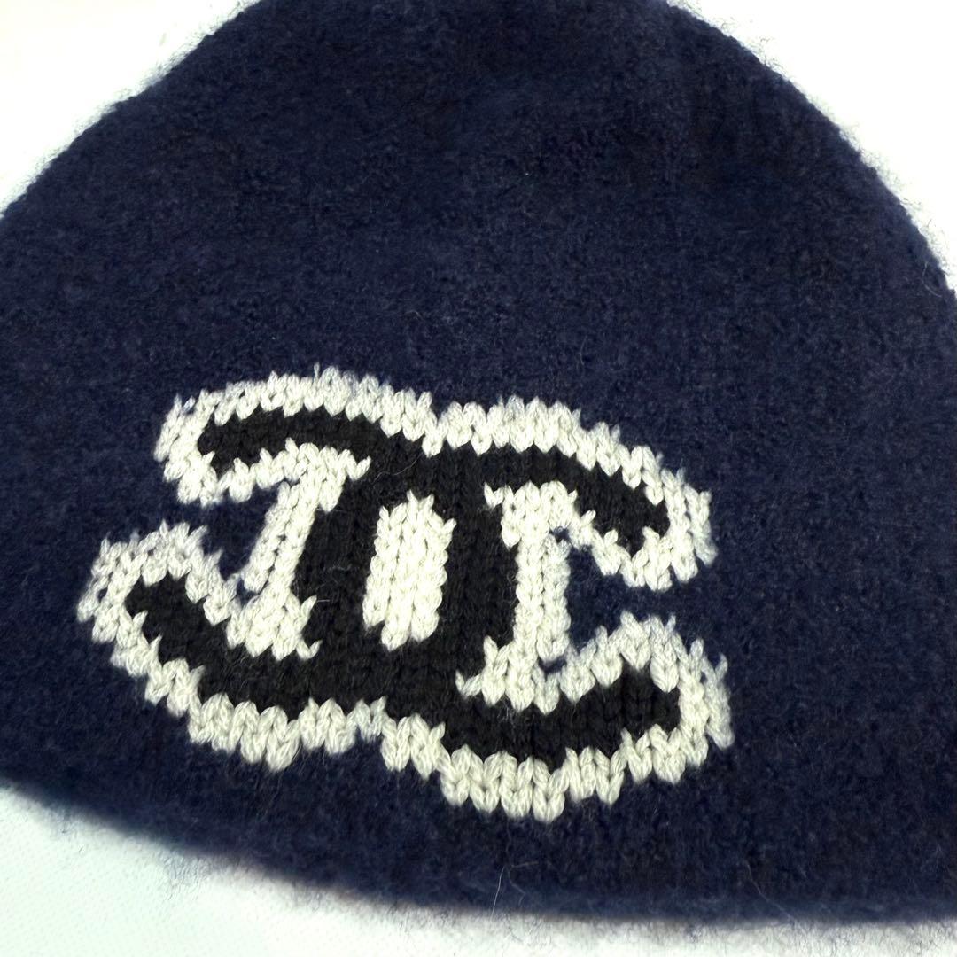 CHANEL ネイビー ロゴニット帽