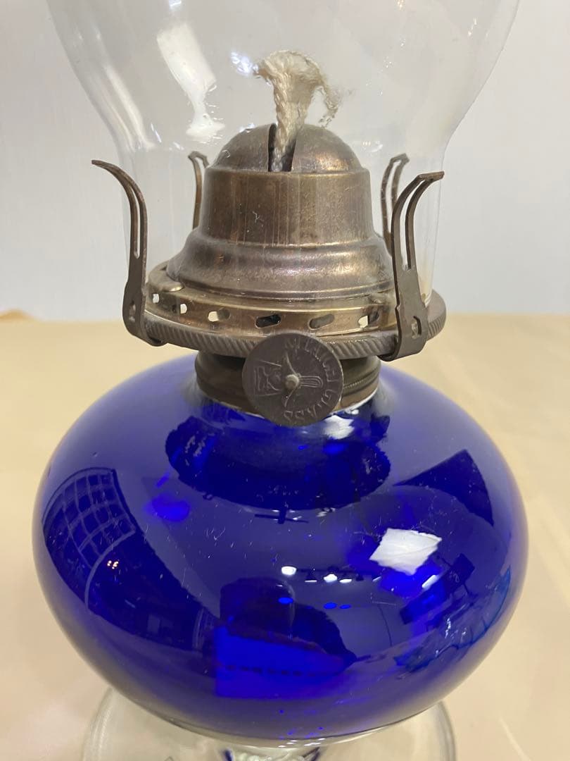 北一硝子　灯油ランプ　オイルランプ インテリア照明　フリルガラス