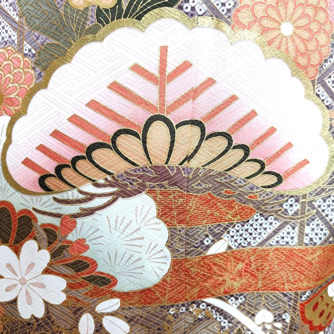 振袖フルセット(8点)・成人式・古典柄・金彩加工・くすみ・金駒刺繍・逸品