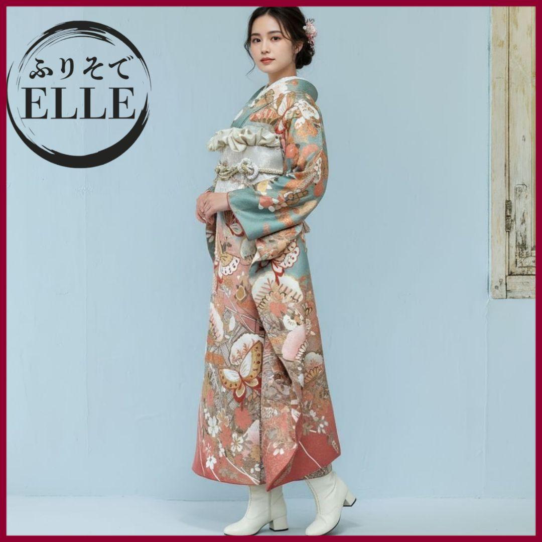 振袖フルセット(8点)・成人式・古典柄・金彩加工・くすみ・金駒刺繍・逸品