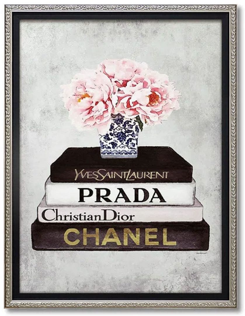 ブックスタックピオニーベース　オマージュアート　花　アート　CHANEL