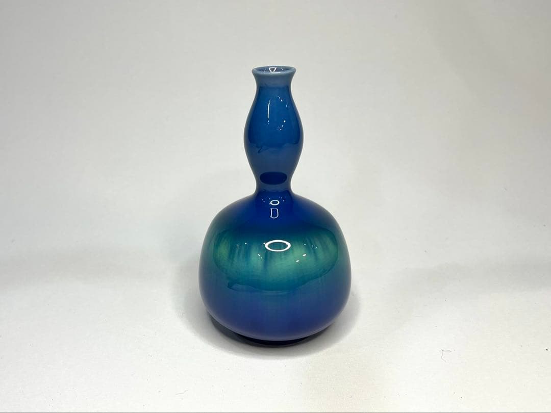 【人間国宝】三代 徳田八十吉 燿彩 花生 約15.5cm 金彩銘