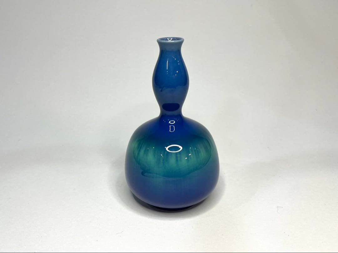 【人間国宝】三代 徳田八十吉 燿彩 花生 約15.5cm 金彩銘