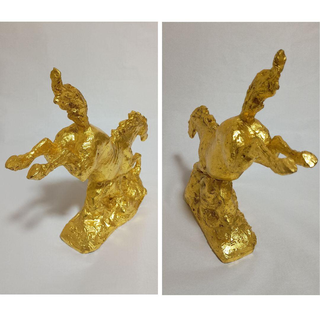北村西望「躍進」ブロンズ象　干支　午　馬　金色