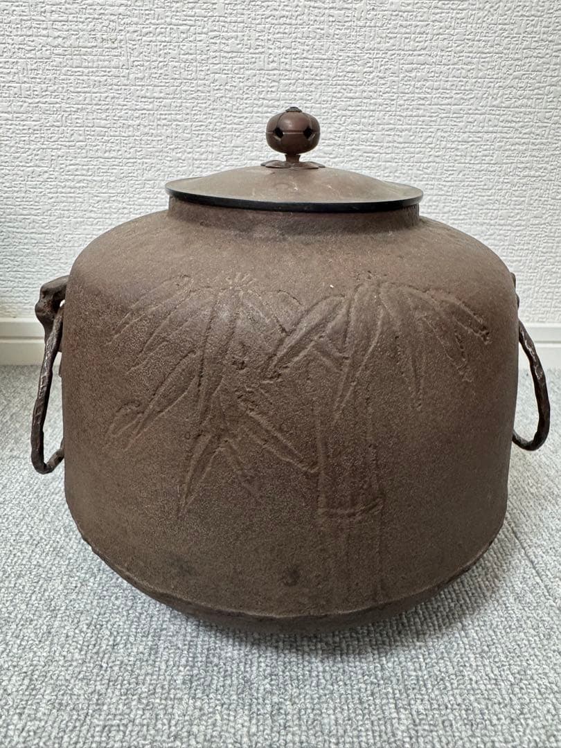 アンティーク　茶道具　風炉　鉄釜　五徳　3点セット