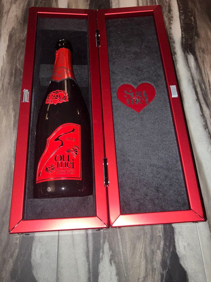 ソウメイシャンパンボトル4本空き瓶セット メタルボックス4個付き