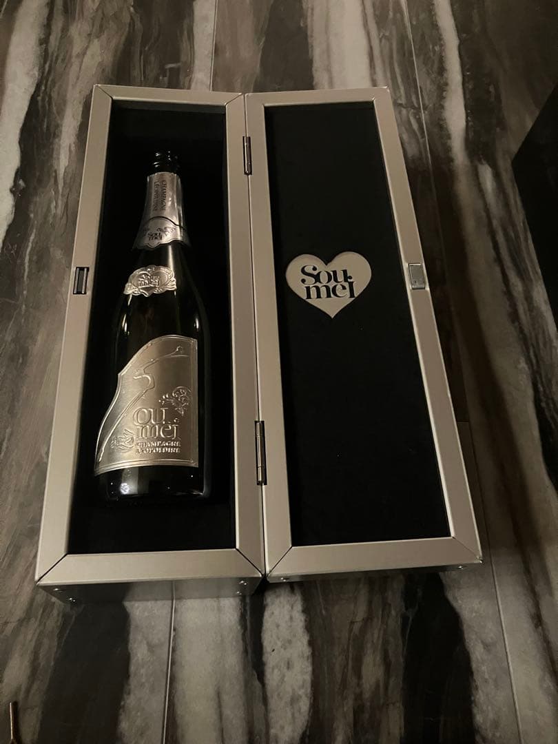 ソウメイシャンパンボトル4本空き瓶セット メタルボックス4個付き