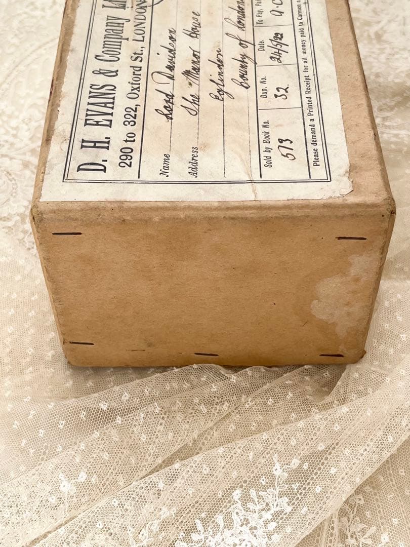 アンティークイギリスウェディング花冠ティアラ布花ガーランド紙箱紙もの