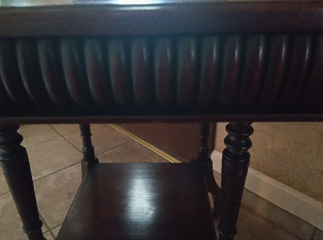 アンティーク1920年代頃 猫足フォルム 八角形ダークブラウン木製テーブル