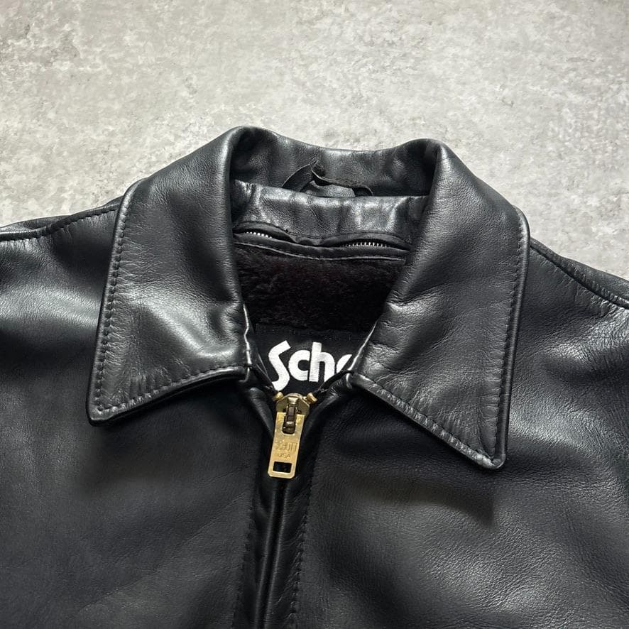 ショット 643 ライナー 襟付 シングルライダース レザージャケット 36 黒