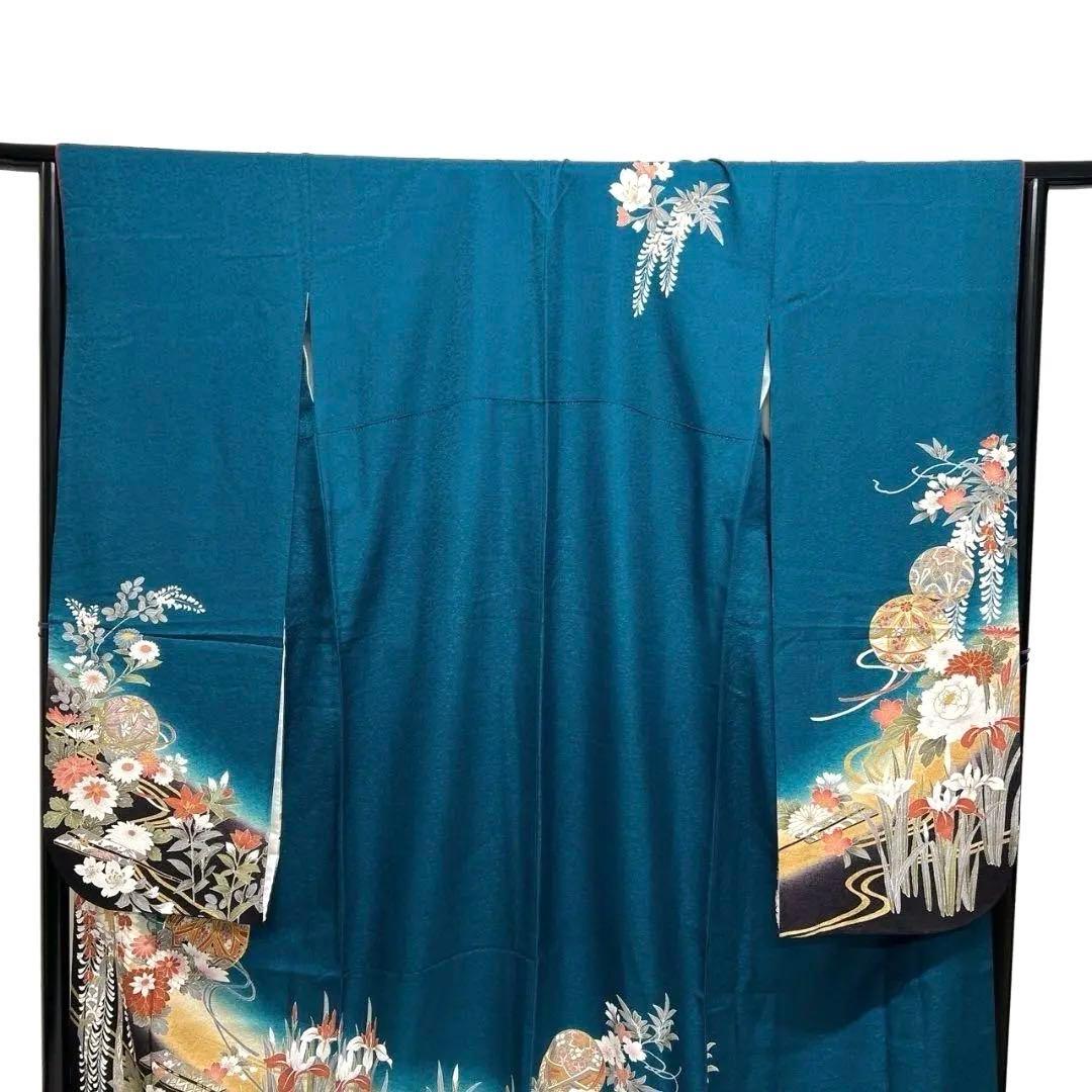 金駒刺繍　金彩　鞠　熨斗　藤　牡丹　菊花　振袖　晴れの日 着物 032a p