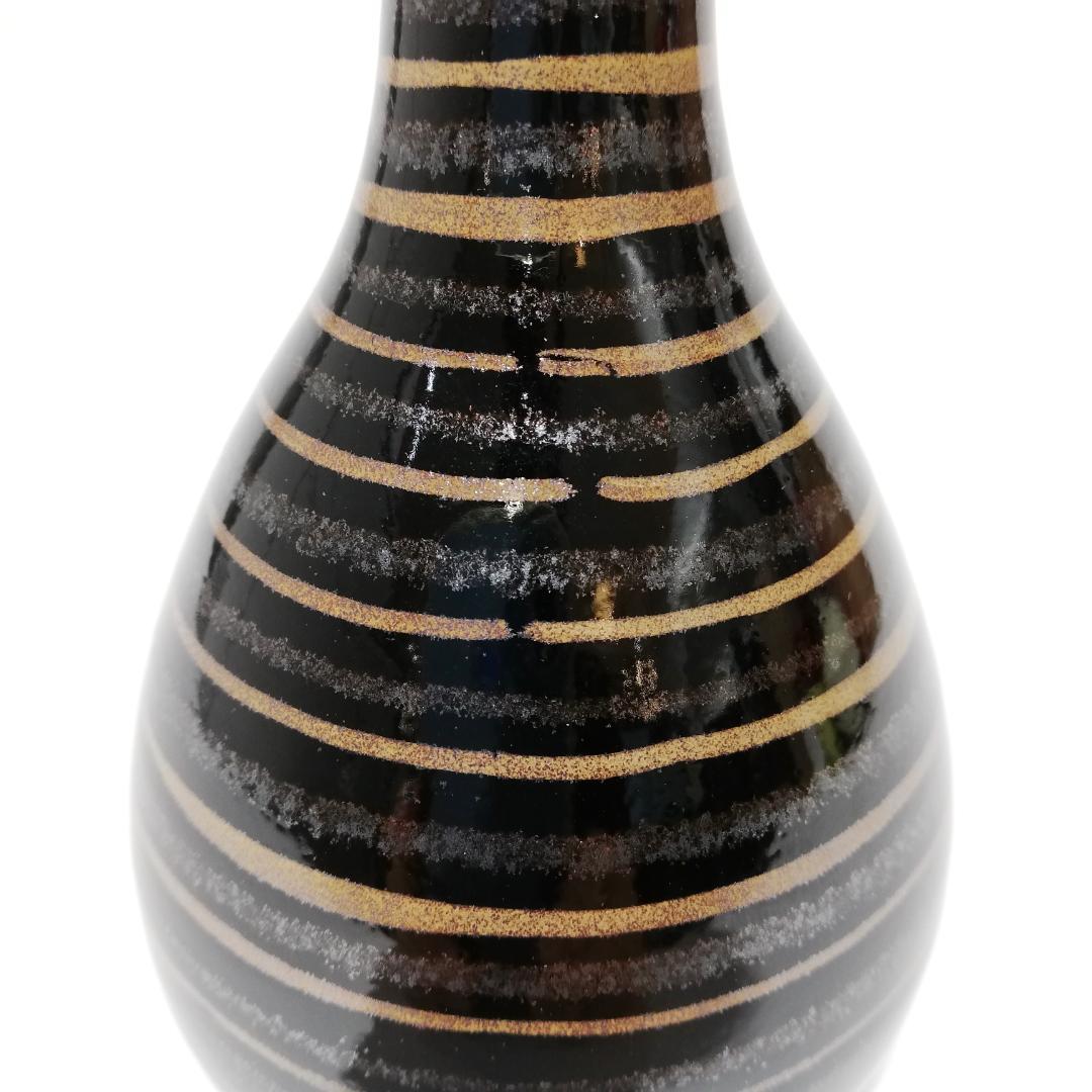 新春初売りセール〇文化勲章受章　青木龍山　鶴首花瓶 天目渚