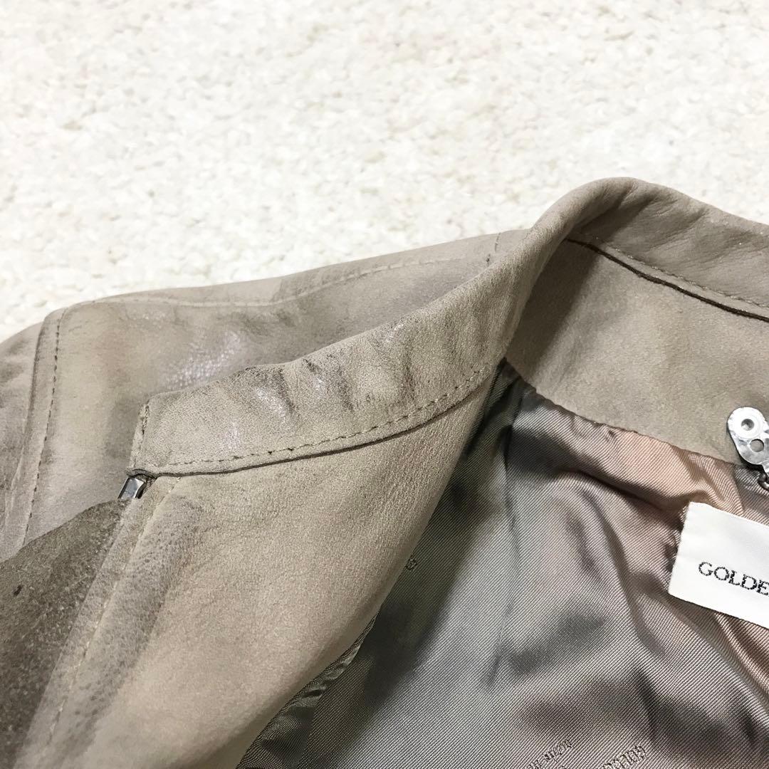 golden ♫ シングルライダースジャケット xxs グレージュ