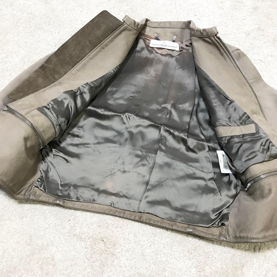 golden ♫ シングルライダースジャケット xxs グレージュ