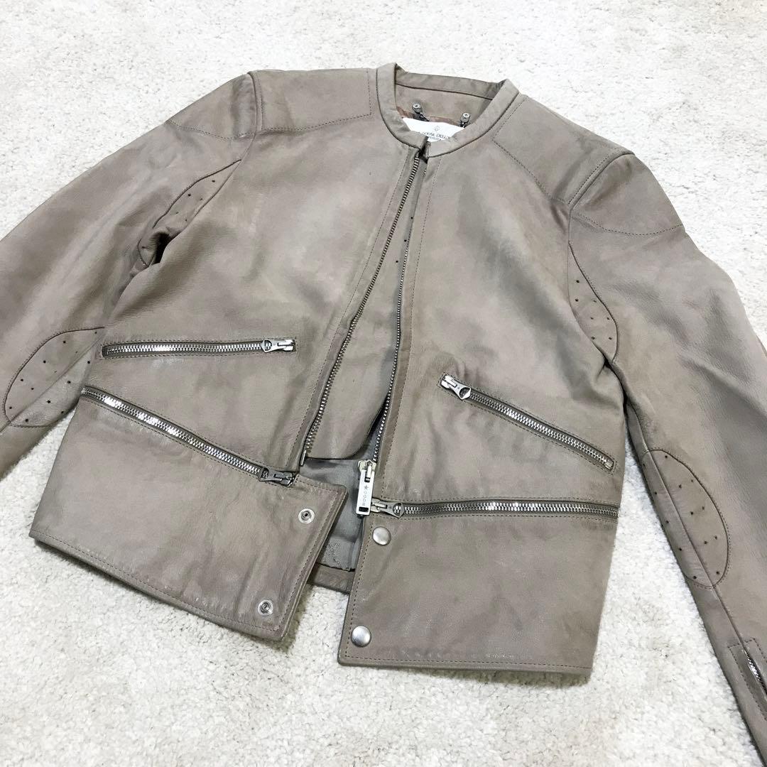 golden ♫ シングルライダースジャケット xxs グレージュ