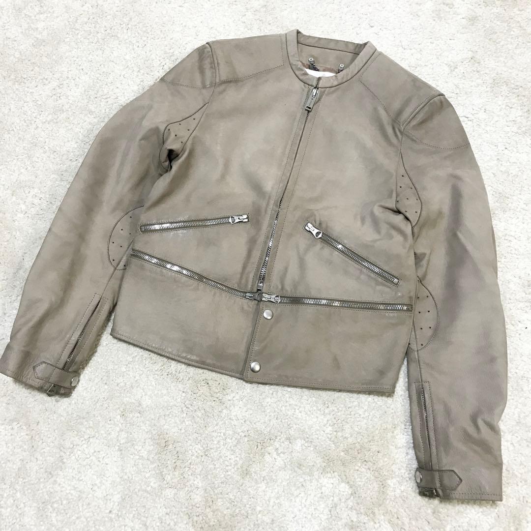 golden ♫ シングルライダースジャケット xxs グレージュ