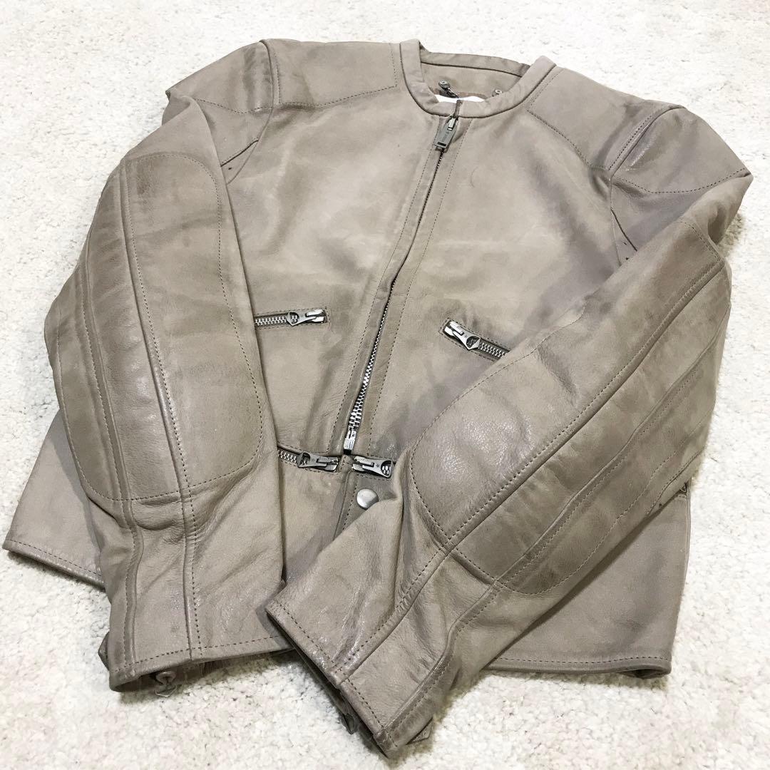 golden ♫ シングルライダースジャケット xxs グレージュ