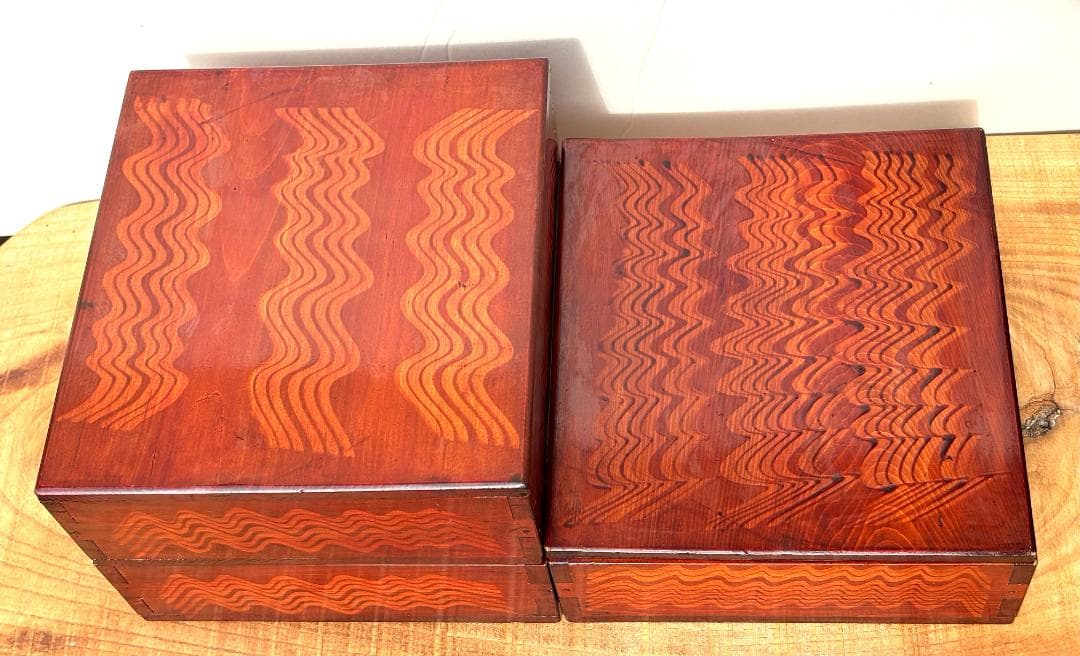 【送料込】伊勢春慶 伊勢漆器 和田久五郎 二見光之助 重箱 膳箱 アンティーク