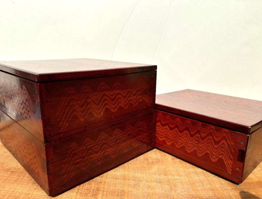 【送料込】伊勢春慶 伊勢漆器 和田久五郎 二見光之助 重箱 膳箱 アンティーク