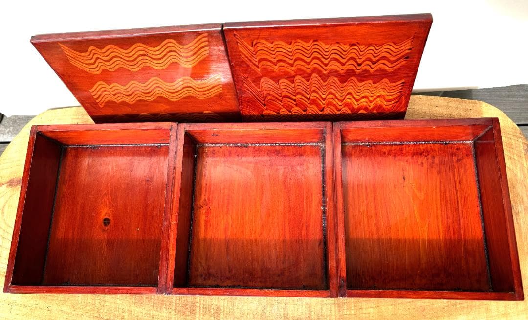 【送料込】伊勢春慶 伊勢漆器 和田久五郎 二見光之助 重箱 膳箱 アンティーク