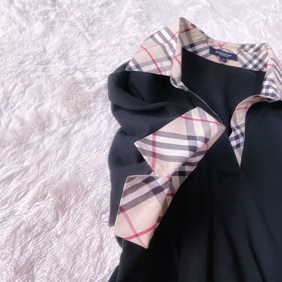バーバリー ノバチェック 黒 ポロシャツ 襟付き M BURBERRY