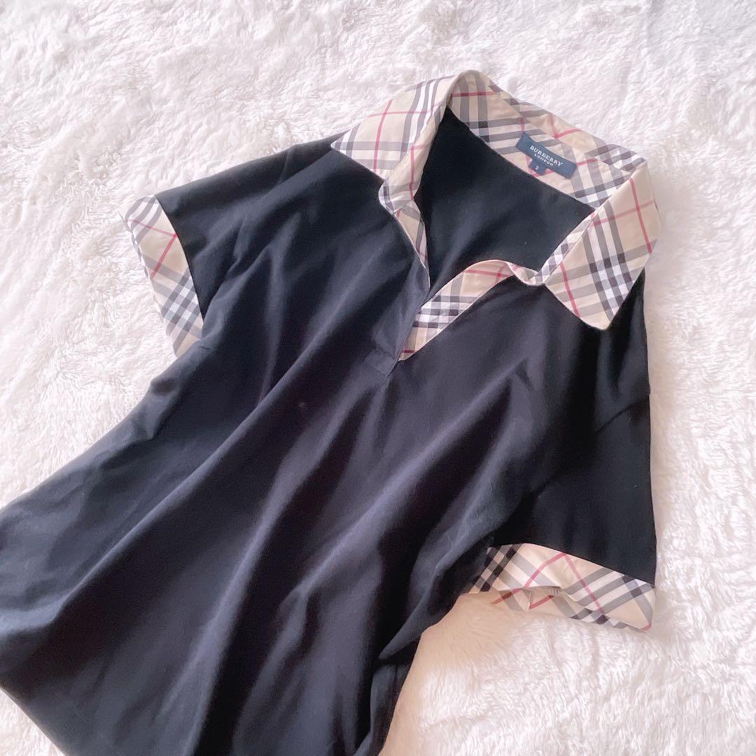 バーバリー ノバチェック 黒 ポロシャツ 襟付き M BURBERRY