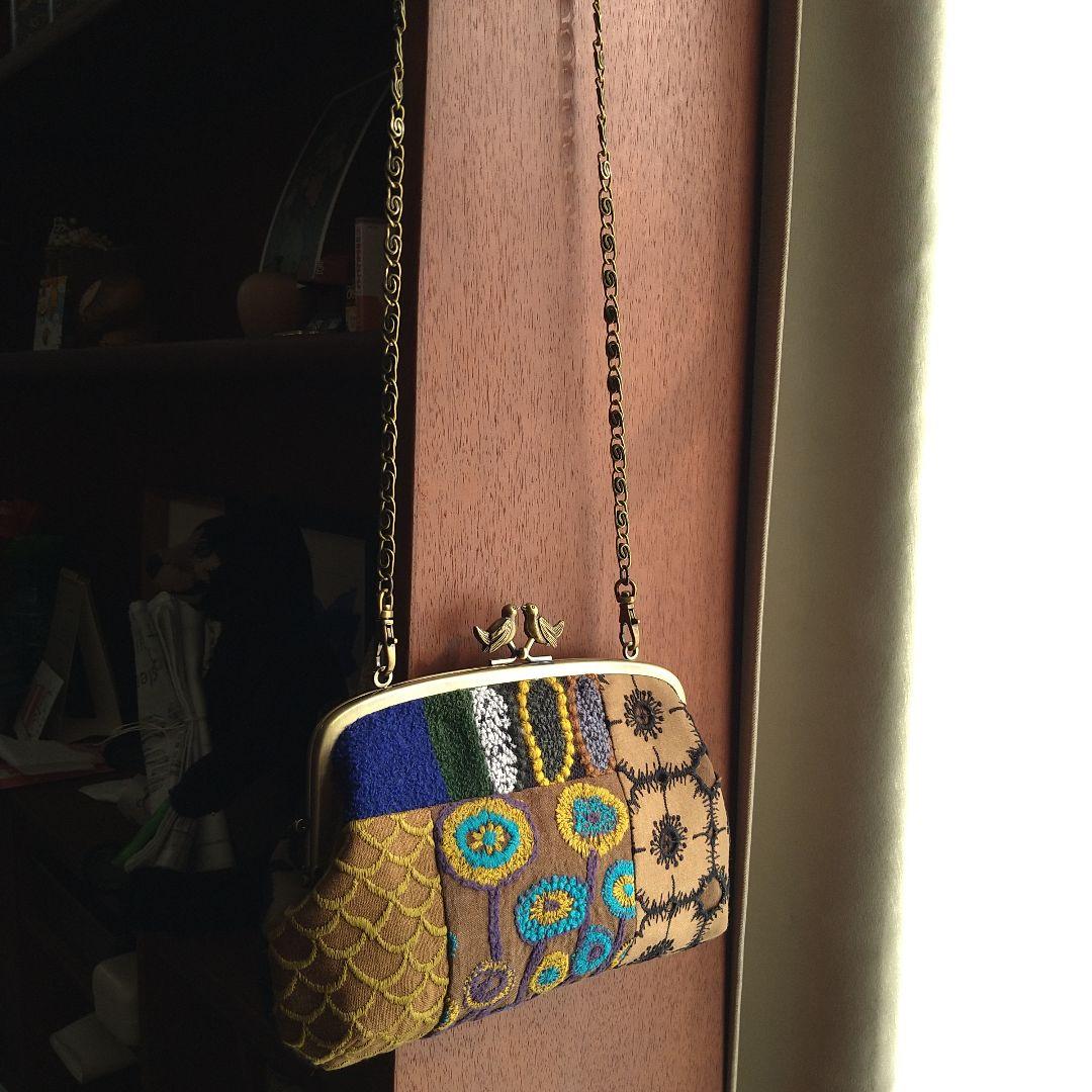 new❁ 小鳥の親子がま口長財布/ brownmix☆ミナペルホネンハンドメイド