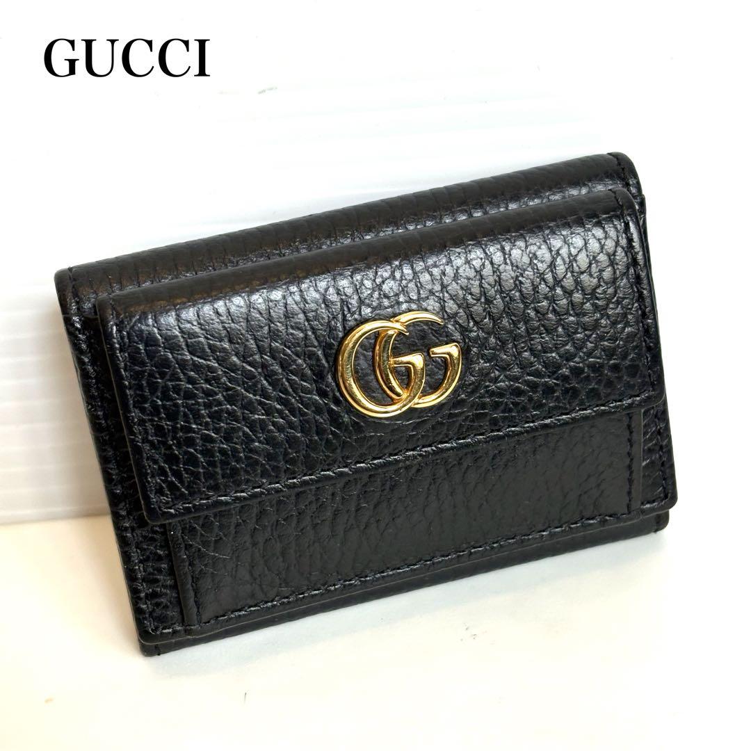 極美品 グッチ GUCCI 三つ折り財布 GGマーモント523277