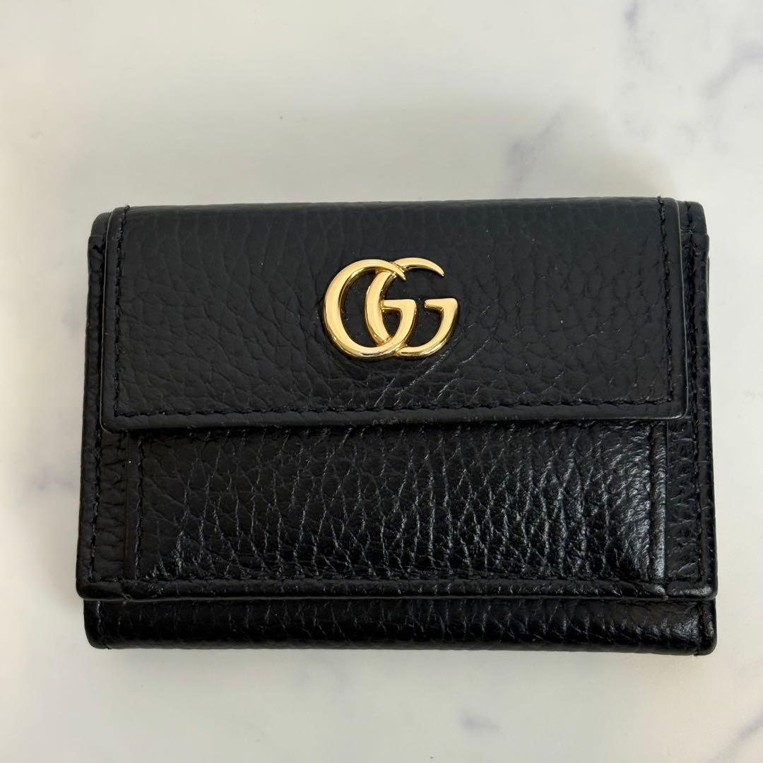 極美品 グッチ GUCCI 三つ折り財布 GGマーモント523277