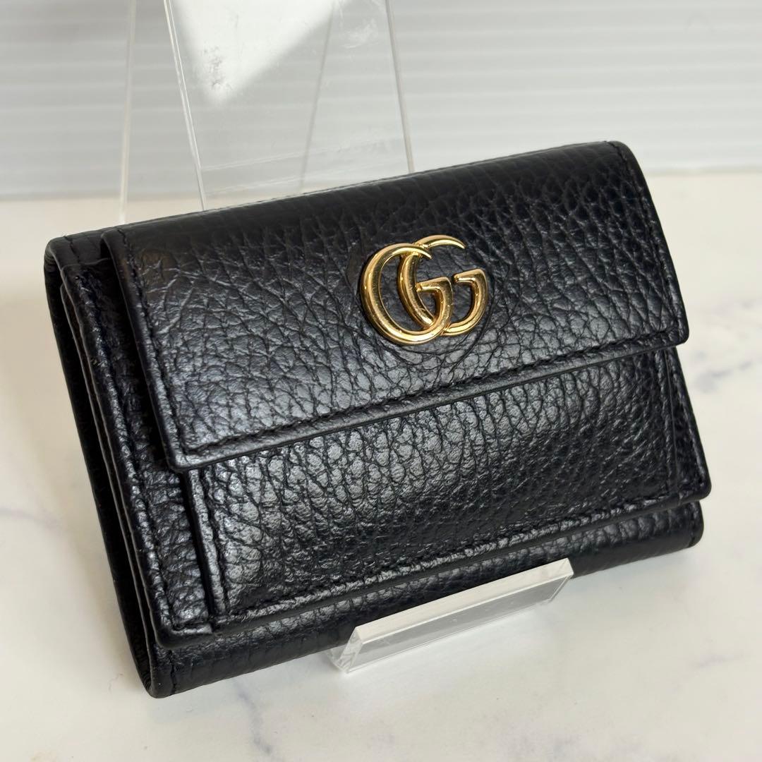 極美品 グッチ GUCCI 三つ折り財布 GGマーモント523277