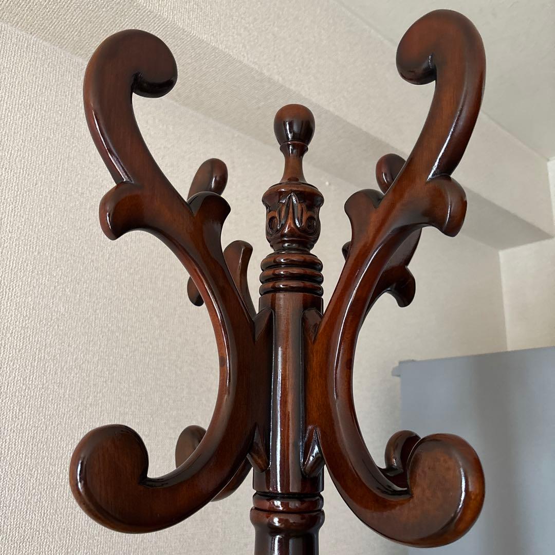 最終値下げマホガニー ハンガーラック アンティーク風 手彫り