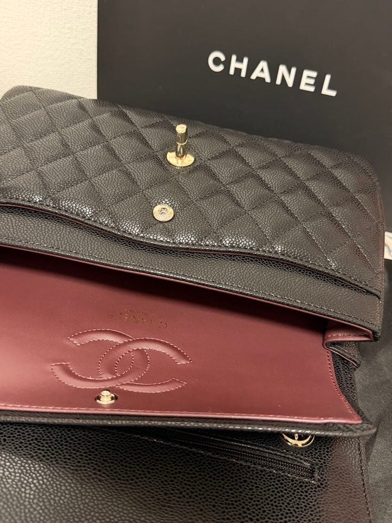 【1日間限定SALE】ノベルティ　 チェーン　フラップバッグ　キャビアスキン