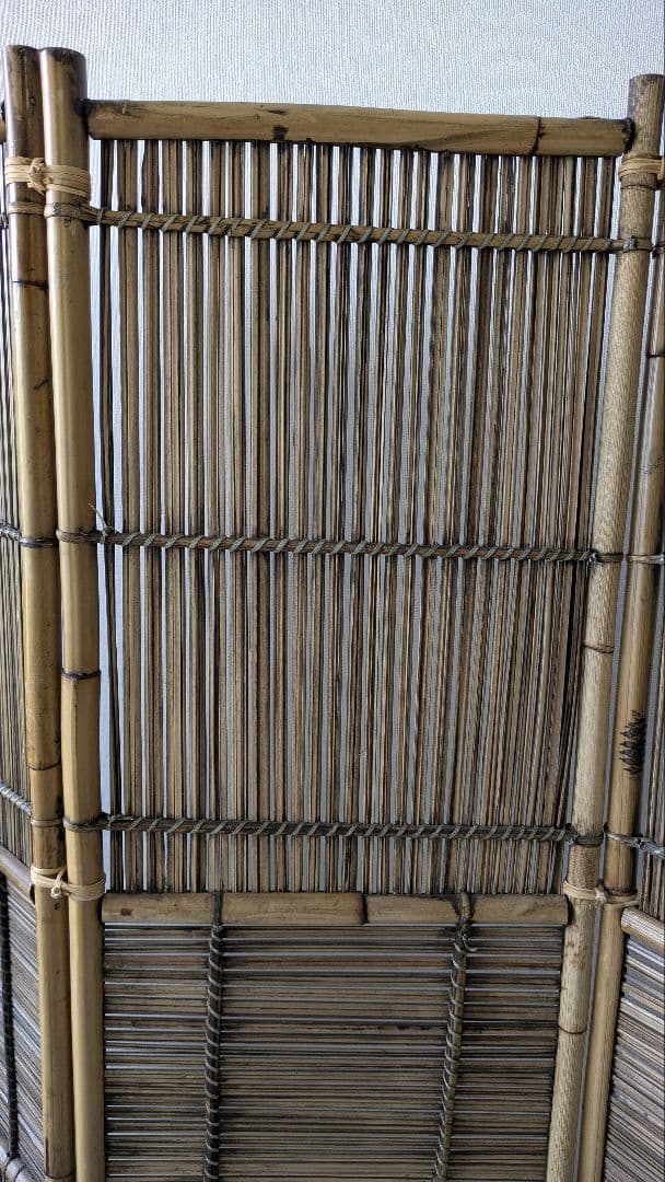 ラタン竹製パーティション 4パネル　パーテーション　おしゃれ部屋　アジアン　和風