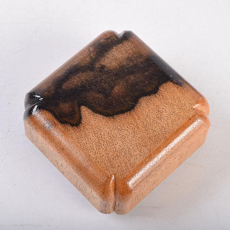 茶道具　中村宗悦作　草花蒔絵　黒柿角香合　共箱　V　8432