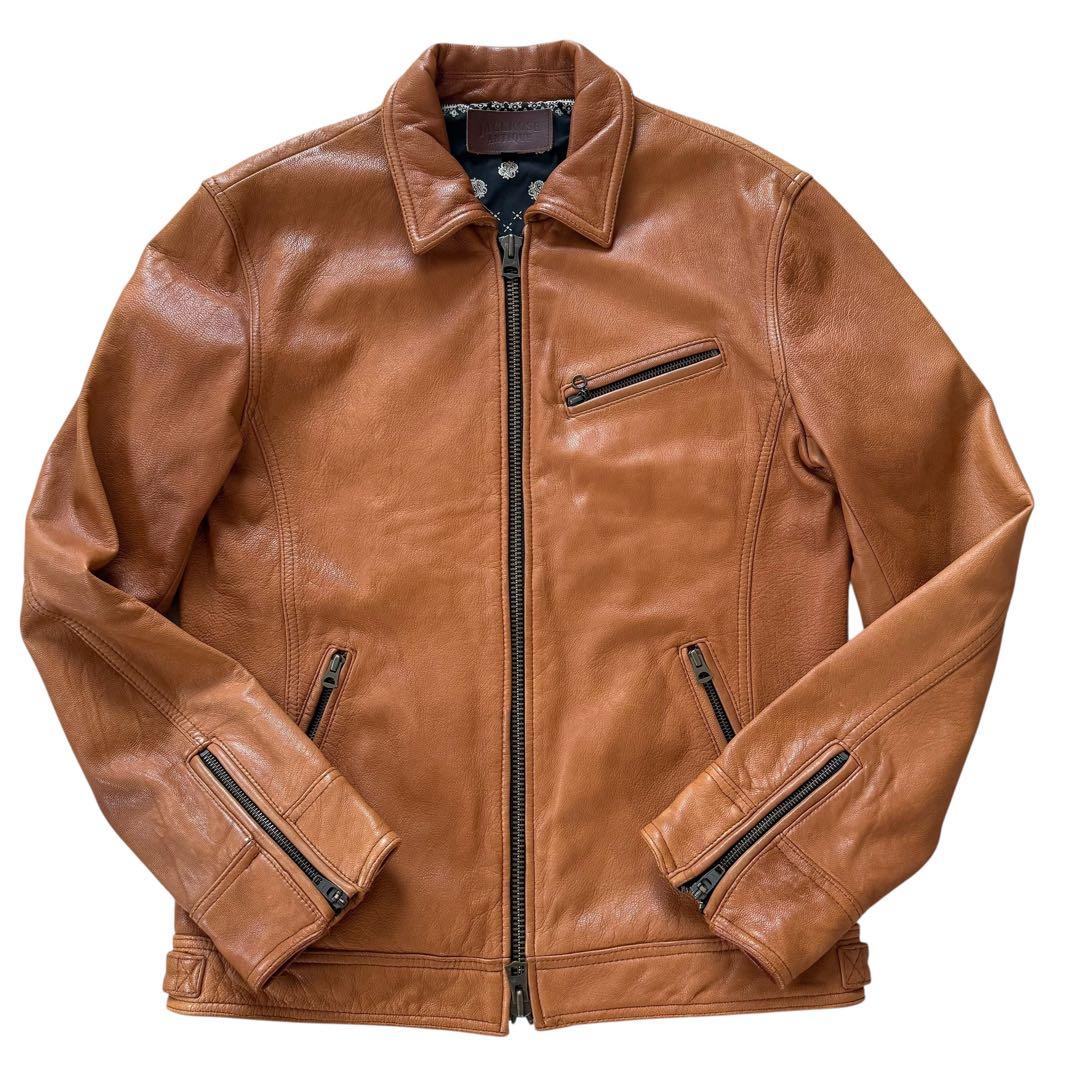 【希少XXL】ジャックローズ 裏地総柄 シングルライダースジャケット 山羊革