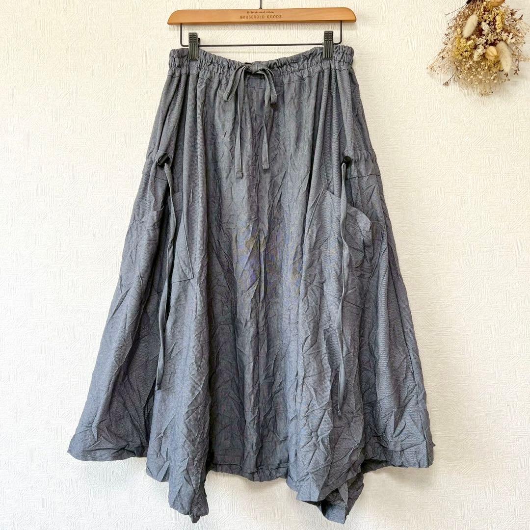 Y'S ヨウジヤマモト 2023 シワ加工 ギャザー絞り サルエルパンツ グレー