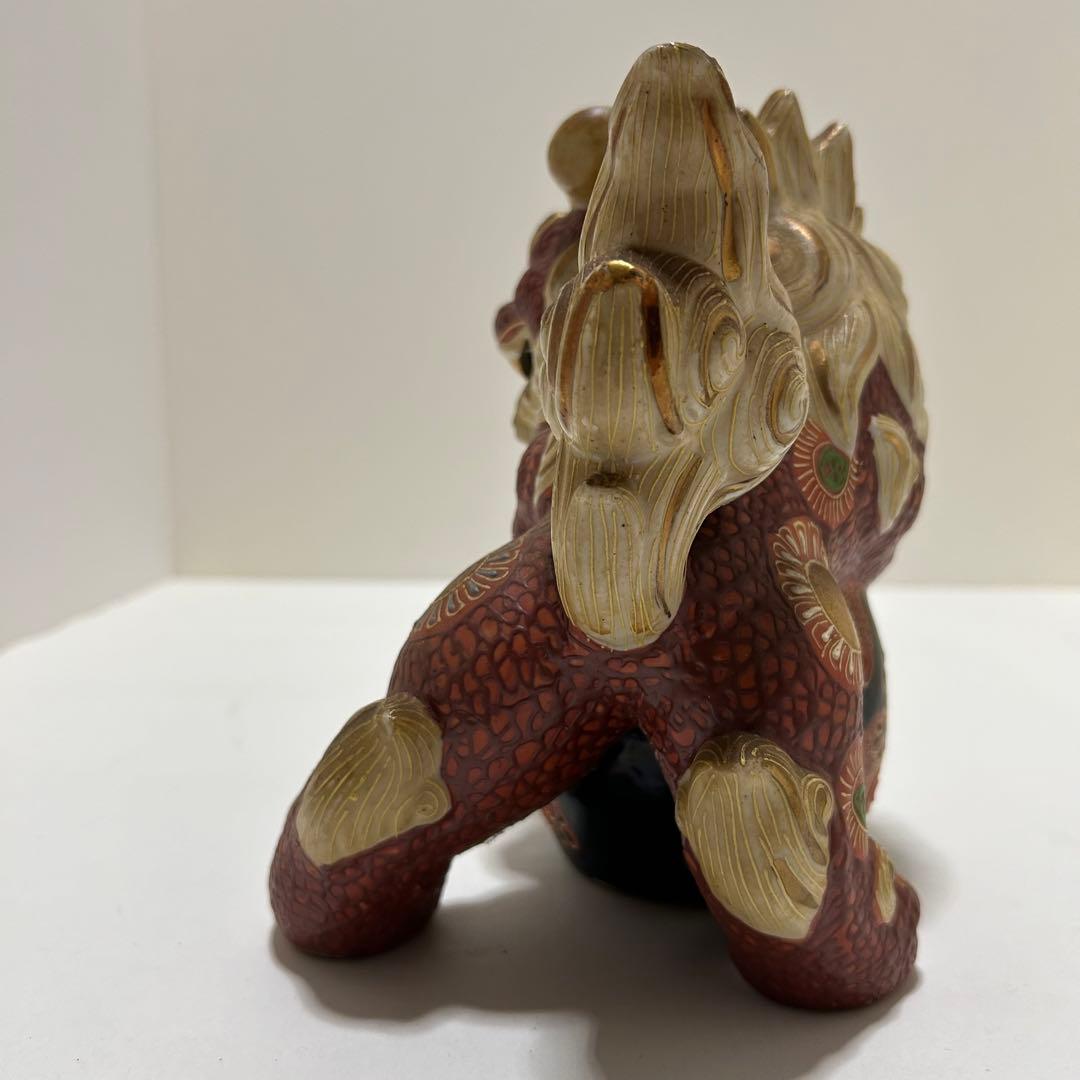 九谷焼 獅子 盛 6.5号 赤絵 金彩 置物 風水 幸運 九谷焼